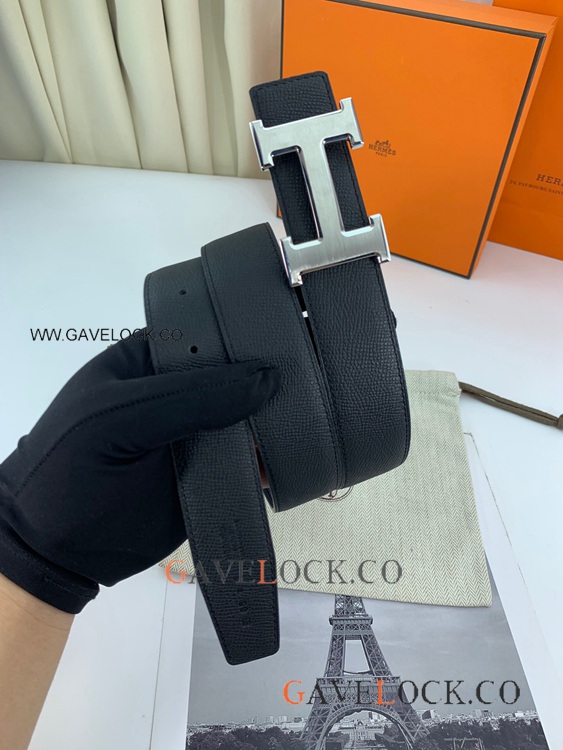 Hermes Black Reversible Belt Constance Buckle 32mm